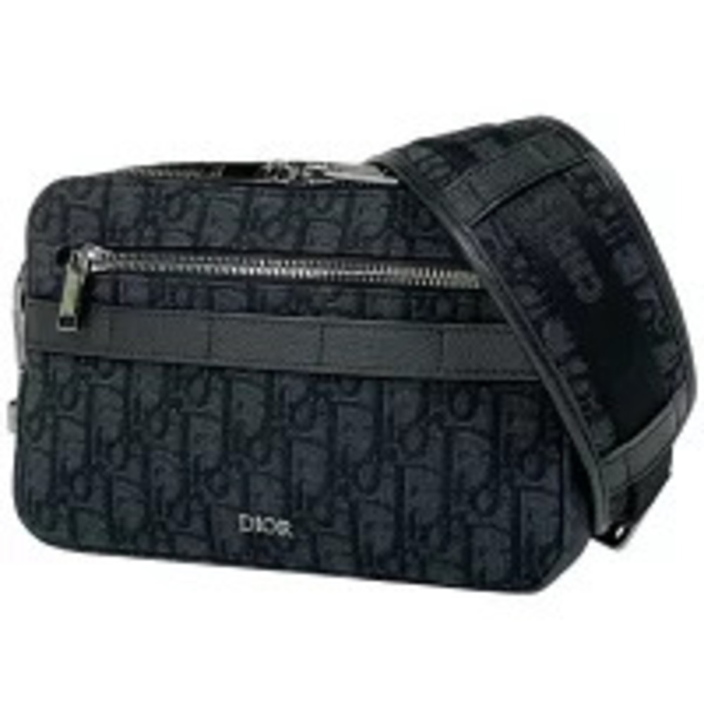 Christian Dior Oblique Shoulder Bag Safari Canvas Black